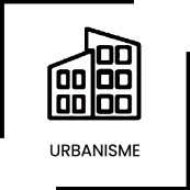 Ce bouton avec le logo d'un immeuble et contenant le mot urbanisme , renvoie vers la page urbanisme de ce site
